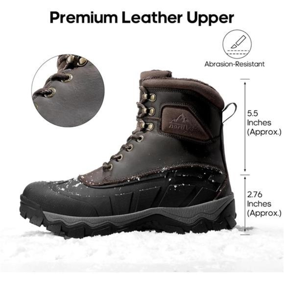 Men\'s Winter Boots Insulated Waterproof Snow Hiking Boots, Dark Brown main image 4
